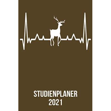 Imagem de Studienplaner 2021: DIN A5 Kalender von 01/2021-12/2021 1 Tag = 1 Seite mit großem Tageskalender und großartiger Übersicht. Monatsübersicht, ... / Hirsch Elch heartbeat herzschlag