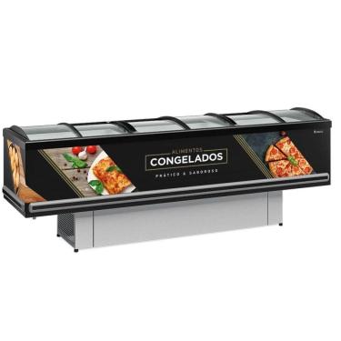 Imagem de Ilha Plus Dupla Ação Vidro Curvo Gesv290c Gelopar Expositor 827 Litros Preto 220v