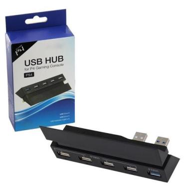 Imagem de Hub USB 5 Portas Compatível Com Playstation 4 Fat PS4 Carregador Adapt