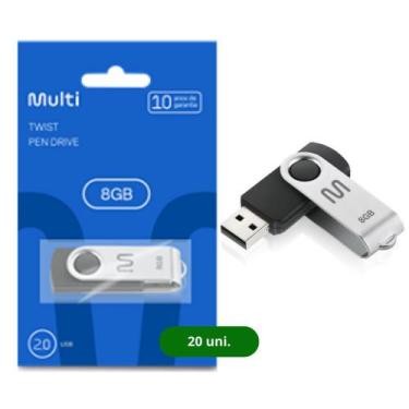Imagem de Kit Pen Drive Twist 8GB 20 unidades Preto Multi - PD587K, Preto