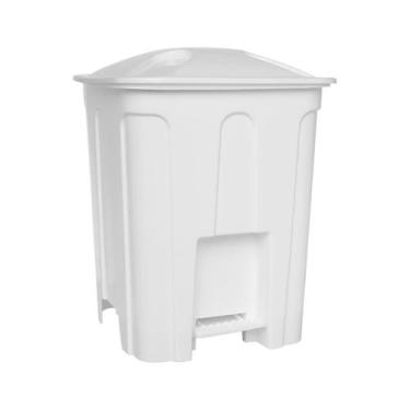 Imagem de Lixeira Com Pedal e Tampa 15 Litros Branca 28x25x26Cm Jaguar