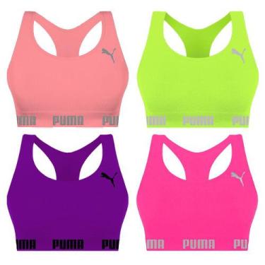Imagem de Kit 4 Tops Puma Nadador Sem Costura Feminino, Verde, Rosa, GG