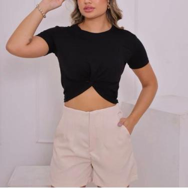 Imagem de Blusa Cropped feminina viscolycra manga curta nozinho - Filó modas, La