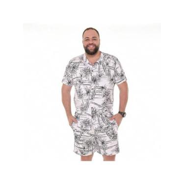 Imagem de Conjunto masculino moda praia plus estilo hawaiano verao - Execução Je