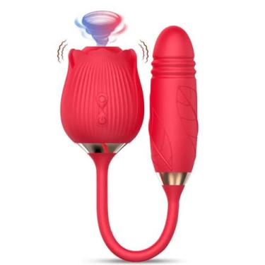 Imagem de Vibrador Duplo Estimulador de Clitóris e Mamilo Formato Flor e Bullet 