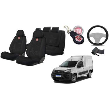 Imagem de Conjunto Capas Tecido Assentos Fiat Fiorino '14-'23 + Volante + Chavei