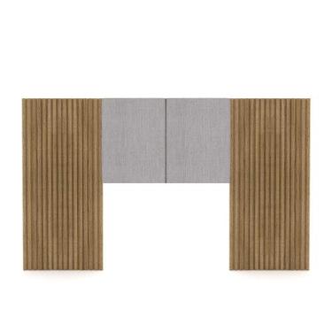 Imagem de Cabeceira Painel Solteiro Ripado Nature e Linho Cinza Sevilha 203 cm -