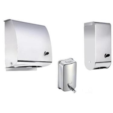 Imagem de Kit Linha Inox Dispenser E Toalheiro E Papel Higiênico - Biovis