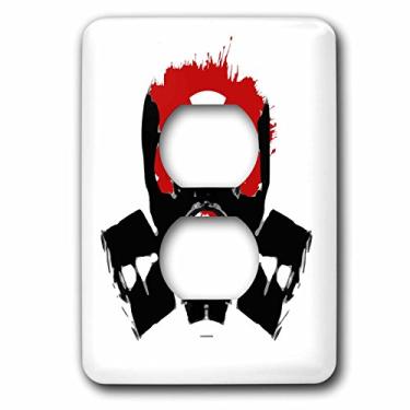 Imagem de 3D Rose LSP_254315_6 Caveira Vermelha com Máscara de Gás e Óculos de Sol Militar Irritado Bad 2 Tomadas Capa