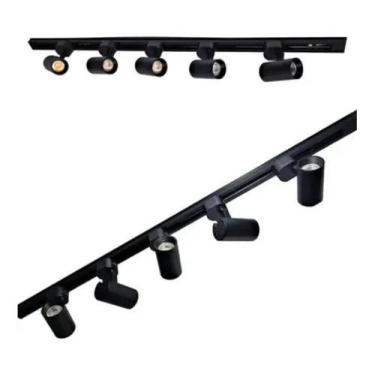 Imagem de Kit Trilho Eletrificado 1,5m + 4 Spot Led 7w - Bela Home, Preto, Branc