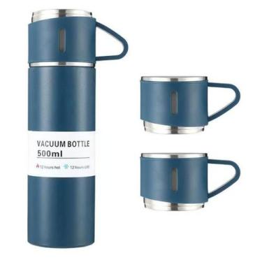 Imagem de Garrafa Térmica Portatil Vacuum Inox 500ml P/ Suco Café Com 3 Xícaras 