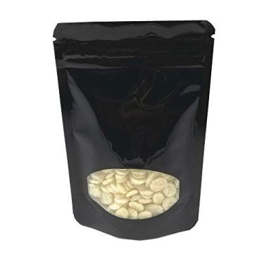 Imagem de MITOB, 100 peças de sacos de stand up Mylar bolsa de plástico transparente para janela armazenamento de alimentos saco de folha de alumínio doce banho embalagem sal fecho de zíper resselável (8,4 x 13 cm, preto)