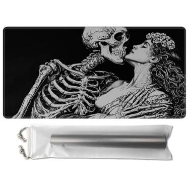 Imagem de HEAKIERG TCG Playmat Board Game Mats 24" x 14" with Storage Bag, Game Play Mat with Stitched Edge for Playmat Commander Deck Trading Card Game Anime MTG Gameplay Pad for Beginner, Skull Girl