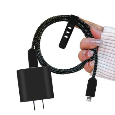 Imagem de CameCosy Protetor de cabo DIY para iPhone 18W/20W carregador, design exclusivo, capa de carregador preto fosco protetor de fio de silicone protetor de carregador macio para iPhone 8 11 12 13 14 15