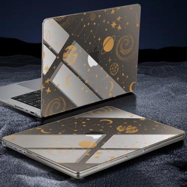 Imagem de Tuiklol Capa para MacBook Pro 14 polegadas versão 2023-2021 A2992 A2918 M3 A2779 M2 A2442 M1 Pro/Max Chip, capas rígidas de cristal durável com capa de teclado e protetor de tela, lua e estrela