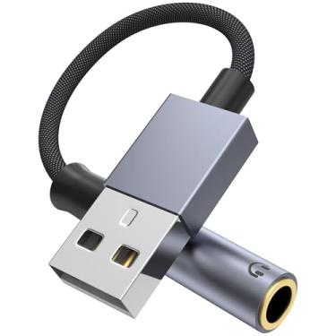 Imagem de Adaptador auxiliar para USB USB para conector de áudio de 3,5 mm, cabo USB para auxiliar placa de som estéreo externa USB para TRRS fêmea de 3,5 mm compatível com fone de ouvido, PC, laptop, Linux,
