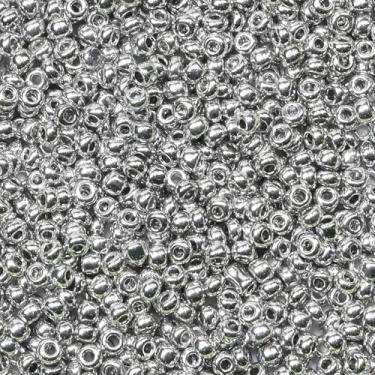 Imagem de LEECOON Contas de semente de cor prata de 4 mm, 100 gramas, cerca de 1300 peças, tamanho 6/0, pequenas contas de sementes para fazer colar e brinco de pulseira