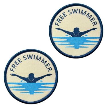 Imagem de 2 peças de adesivos de bordado táticos gratuitos para nadador, apliques totalmente bordados, laço tático e gancho, bandeira engraçada militar para roupas, jeans, bonés, jaqueta, colete, bolsas,