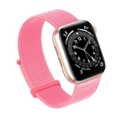 Imagem de Bifeiyo Pulseira esportiva de nylon para Apple Watch séries 10, 9, 8, 7, 6, 5, 4, 3, 2 e 1 e SE Ultra(38/40/41/S10-42 mm, rosa vermelha)