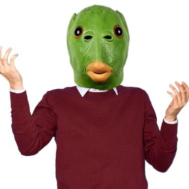 Imagem de EvilCos Halloween Latex Fish Mask,Animal Green Fish Head Cosplay Costume Party Mask for Adult