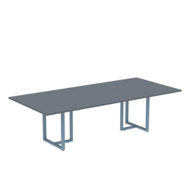 Imagem de Mesa de Reunião Retangular Tubular P25 Pandin 2,6 M Grafito e Azul Dal