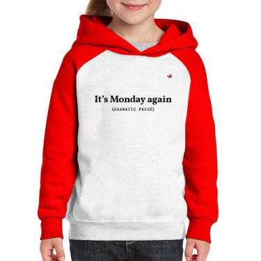 Imagem de Moletom Infantil It's Monday again - Foca na Moda, Branco, Vermelho, 8