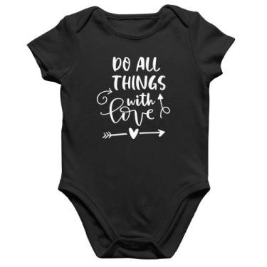 Imagem de Body Bebê Algodão Do All Things With Love - Foca na Moda, Preto, G
