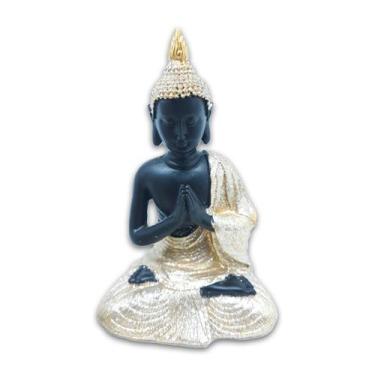 Imagem de Buda Tailandês Rezando Sentado Preto Dourado 12 cm - Flash