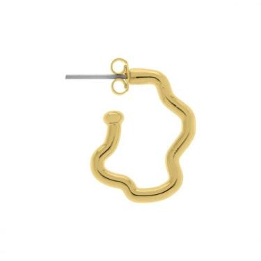 Imagem de Brinco Minimalista Irregular Ondulado Prata - GEMERSON BIJOUX, Dourado
