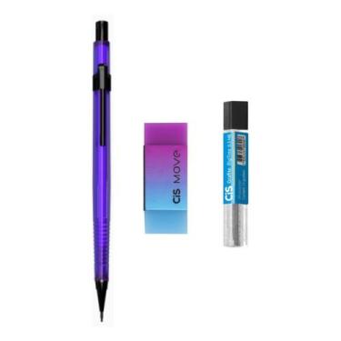 Imagem de Kit Lapiseira ROXA NEON 0.5mm + Borracha Move + Grafite - Cis