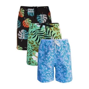 Imagem de KIT 3 Bermudas de Banho Infantil Tactel com Elastano Estampado - KS, C