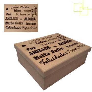 Imagem de Caixa Natal em MDF Cru com Tampa Embalagem Presente Pronta Entrega - E