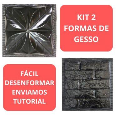 Imagem de Kit 2 Formas De Gesso Modelo Pétala 3D Flor + Tijolinho 28x28cm Formas