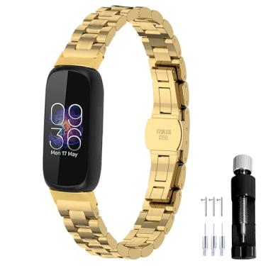 Imagem de Gheper Pulseira de relógio de metal 316L de aço inoxidável compatível com Fitbit Inspire 3, pulseira de substituição para smartwatch para mulheres e homens