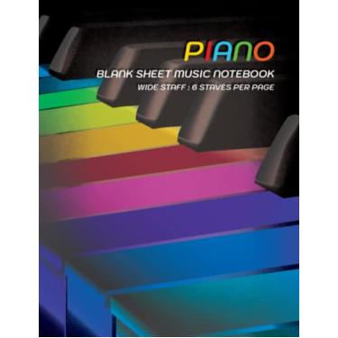 Imagem de Piano Blank Sheet Music Notebook: Wide Staff Music Manuscript Paper, Colorful Piano for Pianist, Composer, Song Writer, Beginner and Kids, 120 pages