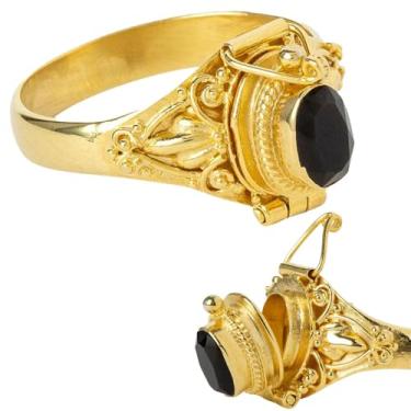 Imagem de Victorian Trading Co. Anel veneno ônix dourado 35158, Metal, Ônix