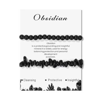 Imagem de Kysin Chiys Conjunto de 2 peças de pulseiras de ametista para mulheres de 6 mm, pulseira de pedras naturais de 6 mm, pulseira de contas de cristal irregular, lascas irregulares, pulseira de ioga de