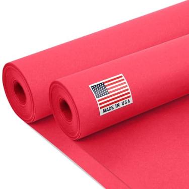 Imagem de Paclord Rolo de papel kraft vermelho de Natal de 61 x 3048 cm (pacote econômico com 2), espessura de 20 kg, feito nos EUA, papel kraft colorido para escola, papel kraft de boletim – inodoro, não