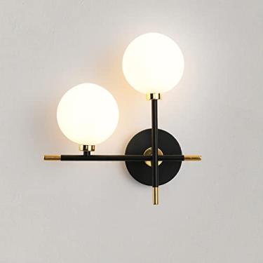 Imagem de Luminária de parede regulável com lâmpadas G9, arandela moderna de meados do século | Luminária de parede Globe Wall Lantern com acabamento em ouro preto e sombra leitosa, arandelas sem fio,