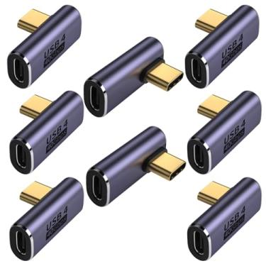 Imagem de ShineeKee Adaptador USB C de ângulo reto de 90 graus, transferência de dados de 40 Gbps, USB 4.0/Thunderbolt 4 tipo C, extensor de conector macho para fêmea para celular, interruptor, deck a vapor,