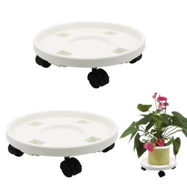 Imagem de RUENXG Organizador de plantas com rodas de 33 cm, 2 peças, suporte para plantas pesadas, carrinho grande com rodízios bloqueáveis para exibição em vasos de flores em ambientes internos e externos
