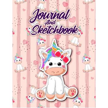 Imagem de Journal and Sketchbook: Cute Baby Unicorn Lined Journal And Blank Pages Sketchbook Notebook For Girls Ages 4-12