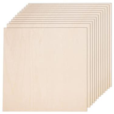 Imagem de AWIZOM Pacote De 12 Folhas De Basswood Para Artesanato - 12 X 12 X 1/8 De Polegada - Folhas De Compensado De 3 Mm De Espessura Com Superfícies Lisas - Placas De Madeira Quadradas Inacabadas Para Corte