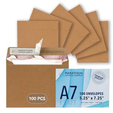 Imagem de Envelopes MOS A7 Kraft Mailing 5-1/10.2 cm x 7-1/10.2 cm (100 unidades) 120GSM/14.5 kg Bond Heavy Duty Presente, Negócios, Envelopes de Casamento