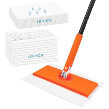 Imagem de JEHONN Sweeper Mop Compatível Com Swiffer Pads, Kit Inicial 2 Em 1 Para Limpeza De Várias Superfícies, Espanador Descartável Para Piso, 10 Panos De Varredura Secos, 10 Recargas De Esfregão Úmido Par