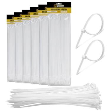 Imagem de 6 Pacotes Com 50 Abraçadeiras Lacre De Nylon Enforca Gato Cinta Plástica 7 x 500mm Fita Hellerman 50cm Branco 300un