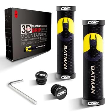 Imagem de Punhos CNC para guidão de mountain bike, punhos de silicone para MTB/BMX/bicicleta - trava dupla no guidão de bicicleta. Batman