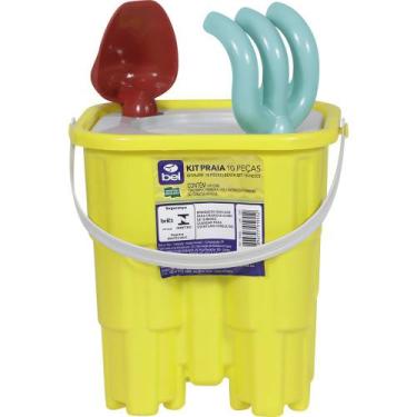 Imagem de Kit Baldinho de Praia Castelinho com 10 Peças Cores Sortidas (G) Bel, 