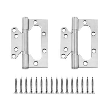 Imagem de Dobradiças de porta sem encaixe, dobradiças de porta TTZEZE SUS304, dobradiças de porta interiores suaves e silenciosas, dobradiças de porta escovadas, prata, espessura: 3 mm/0,12" - pacote com 2