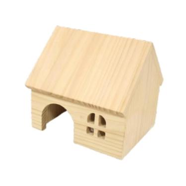 Imagem de WeiLaiKeQi Hamster House Pet Cabin Cabine Decor Hideaway Hideout Wooden Toy para Rat Dwarf Hamster Lemmings Mouse Pet Small Pet, S